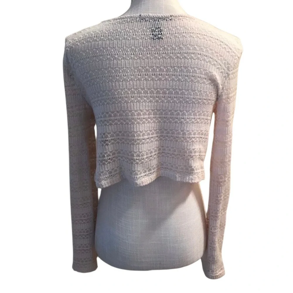 Forever 21 Knit Crop Top Long Sleeve Lightweight Blush Pink Size M - Picture 2 of 3